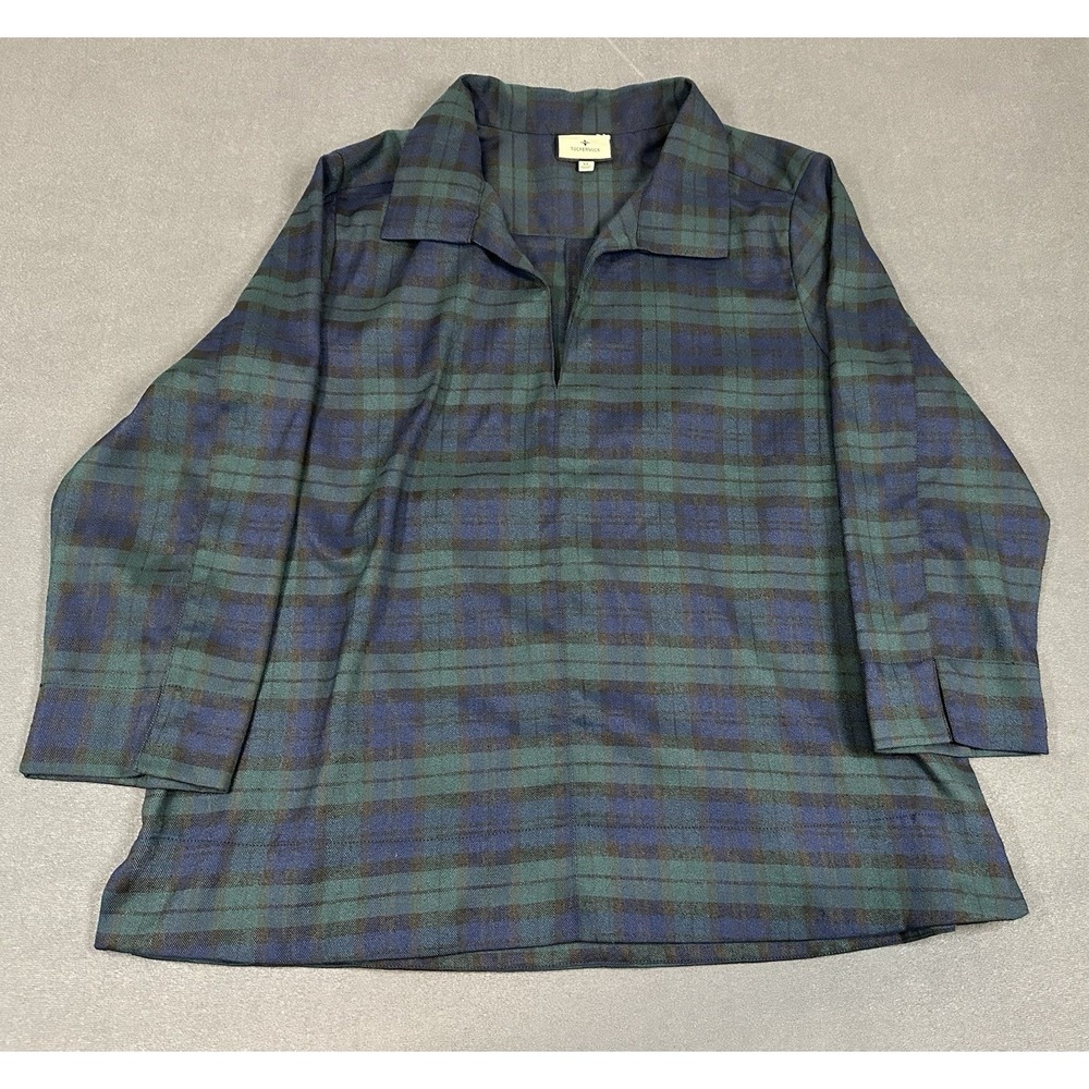 Tuckernuck Shirt Womens Size XL Plaid V-Neck Tunic Top Blouse